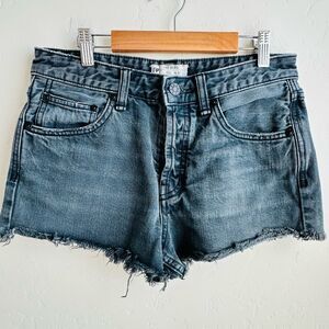 Free People Black Denim Uptown High Waist Shorts Size 25